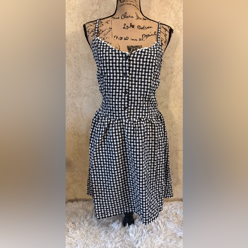 As U Wish Gingham Checkered With Swiss Dots Dress - Picture 2 of 7